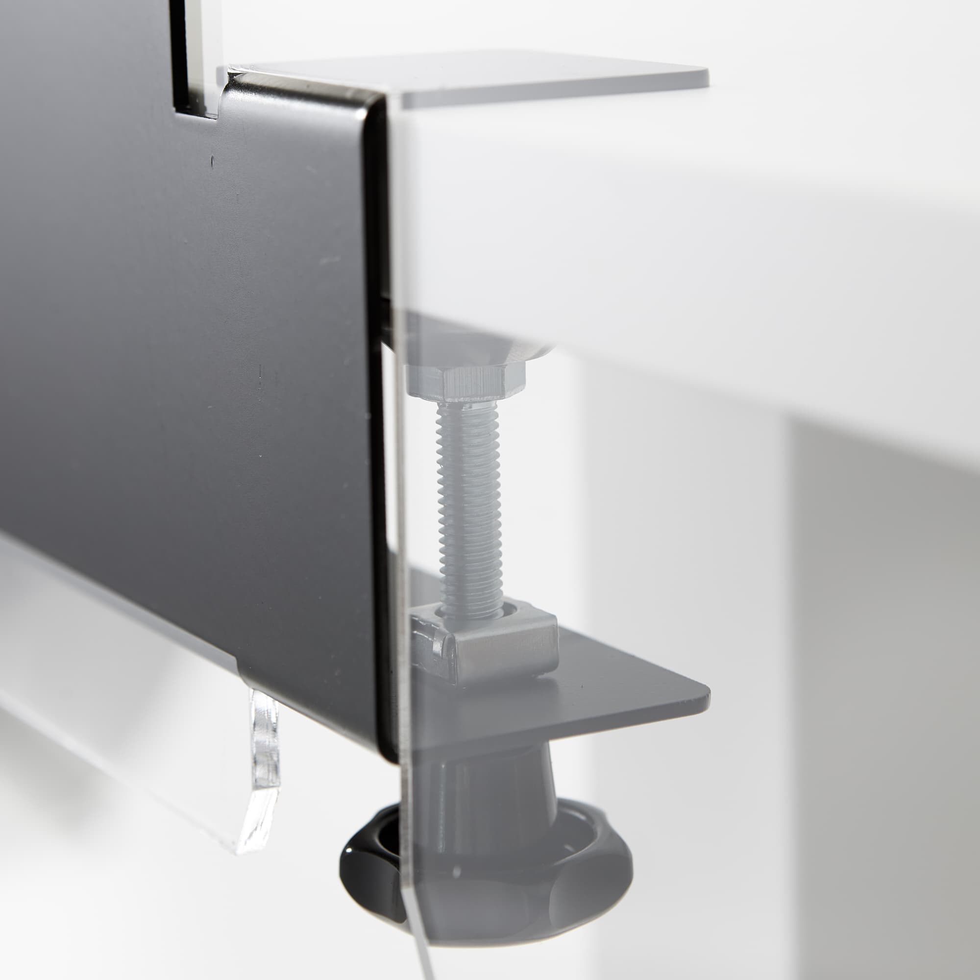 Stahlhalterung mit Klemmsystem fuer Acrylglas